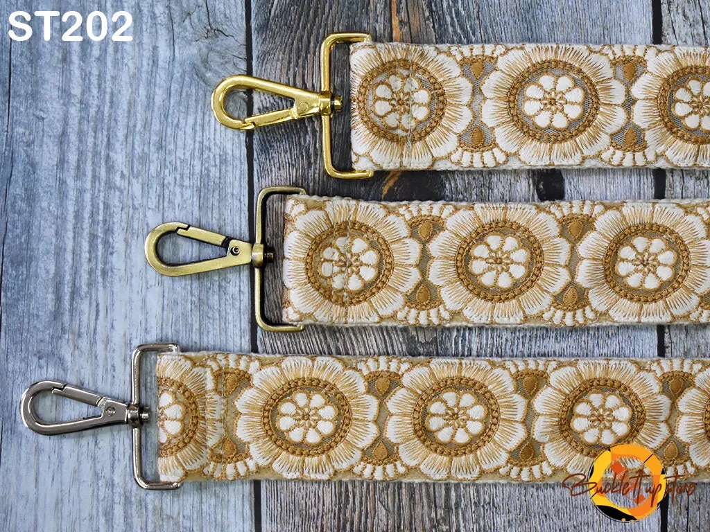 Embroidered Canvas Bag Strap Purse Strap Messenger Crossbody Strap for Purses Handbag Embroidery Replacement Strap Boho Guitar Strap Gift