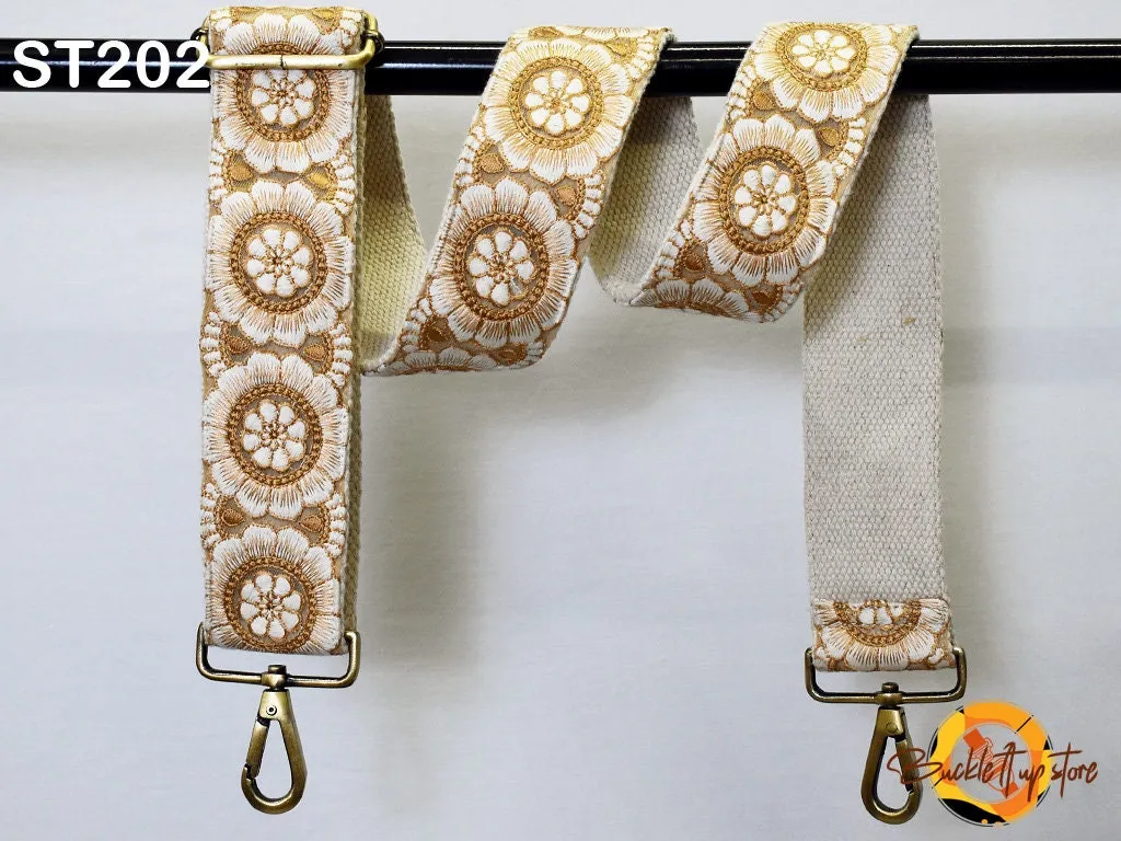 Embroidered Canvas Bag Strap Purse Strap Messenger Crossbody Strap for Purses Handbag Embroidery Replacement Strap Boho Guitar Strap Gift