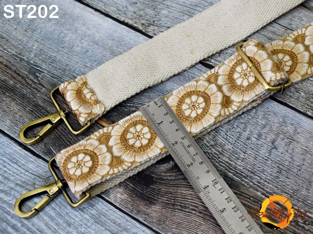 Embroidered Canvas Bag Strap Purse Strap Messenger Crossbody Strap for Purses Handbag Embroidery Replacement Strap Boho Guitar Strap Gift