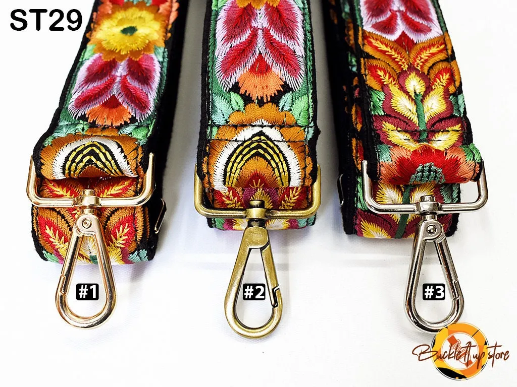 Embroidered Purse Strap Crossbody Strap for Purses Boho Bags Strap Embroidery Replacement Strap Boho Guitar Strap Handbag Strap gift for her