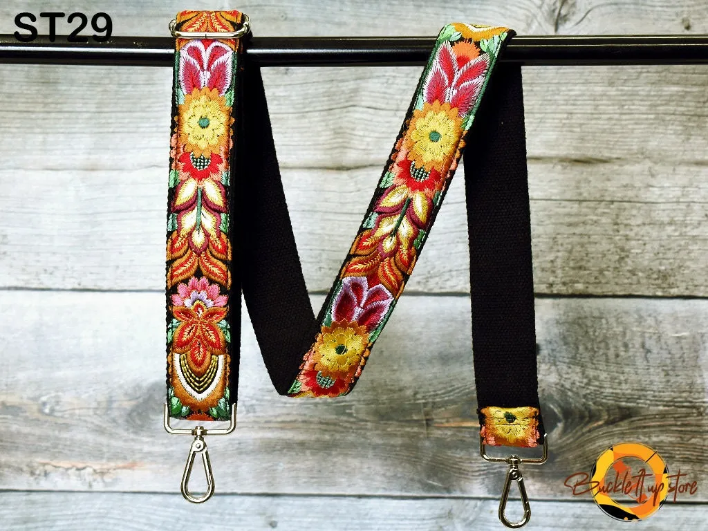 Embroidered Purse Strap Crossbody Strap for Purses Boho Bags Strap Embroidery Replacement Strap Boho Guitar Strap Handbag Strap gift for her