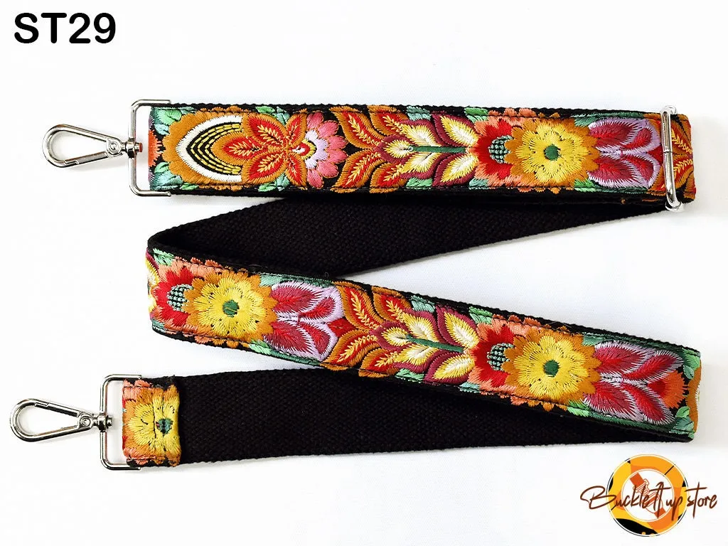 Embroidered Purse Strap Crossbody Strap for Purses Boho Bags Strap Embroidery Replacement Strap Boho Guitar Strap Handbag Strap gift for her