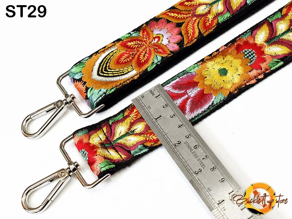 Embroidered Purse Strap Crossbody Strap for Purses Boho Bags Strap Embroidery Replacement Strap Boho Guitar Strap Handbag Strap gift for her