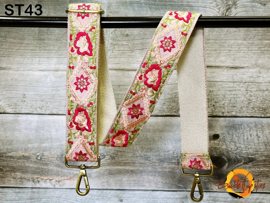 Embroidered Purse Strap Crossbody Strap for Purses Handbag Boho Bag Strap Floral Embroidery Replacement Strap Boho Guitar Strap Gift for her