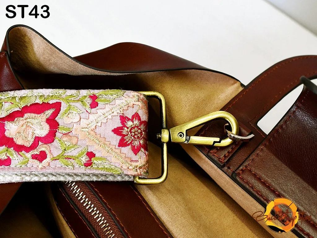Embroidered Purse Strap Crossbody Strap for Purses Handbag Boho Bag Strap Floral Embroidery Replacement Strap Boho Guitar Strap Gift for her