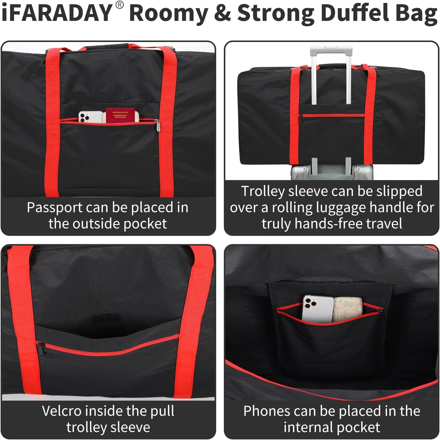 Extra Large Duffel Bag 110L Travel Duffel Bag lightweight Luggage Bag for Outdoor, Travel, Sport-Black