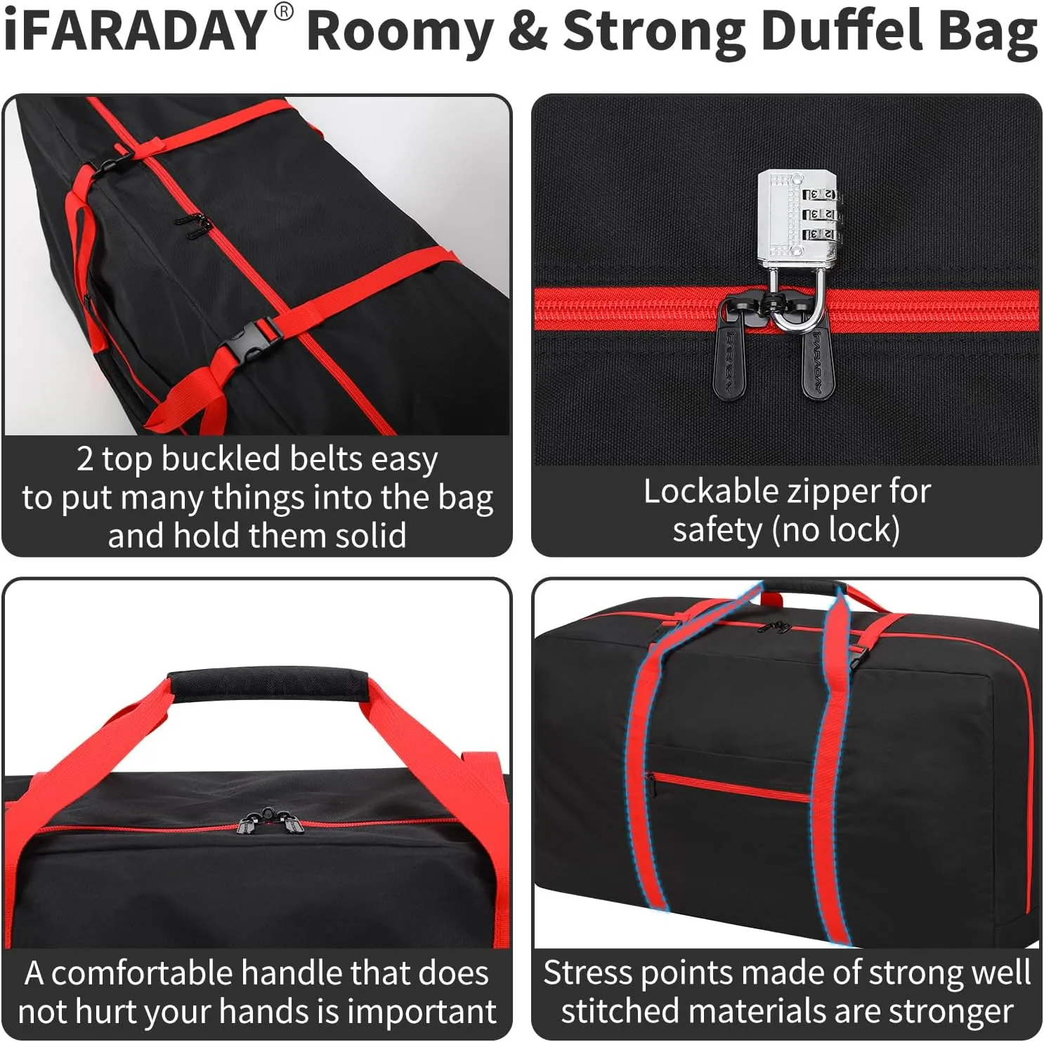 Extra Large Duffel Bag 110L Travel Duffel Bag lightweight Luggage Bag for Outdoor, Travel, Sport-Black