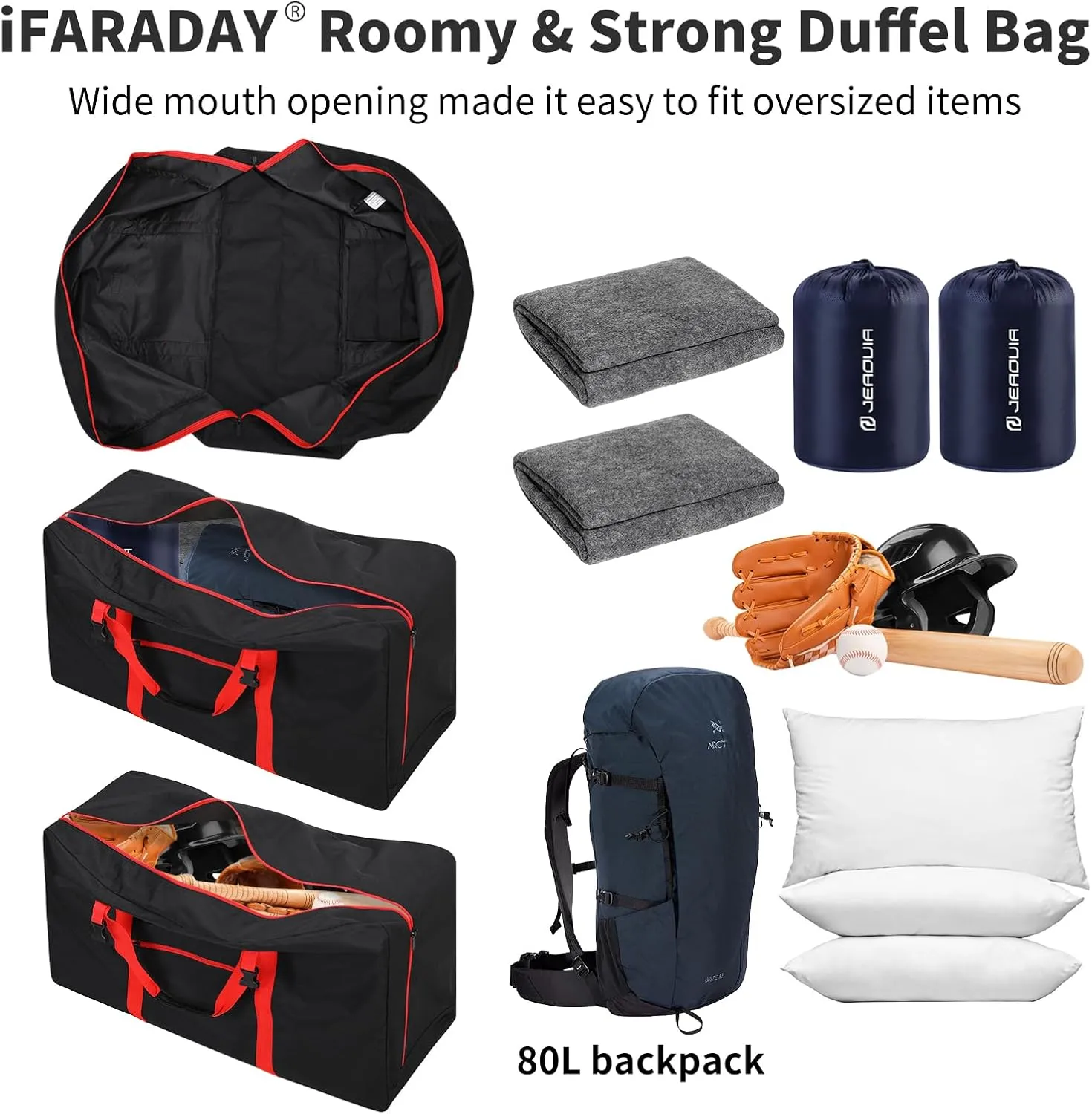 Extra Large Duffel Bag 110L Travel Duffel Bag lightweight Luggage Bag for Outdoor, Travel, Sport-Black