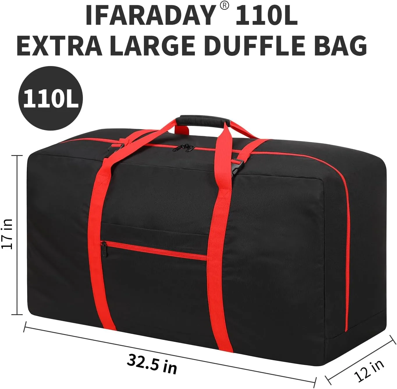 Extra Large Duffel Bag 110L Travel Duffel Bag lightweight Luggage Bag for Outdoor, Travel, Sport-Black