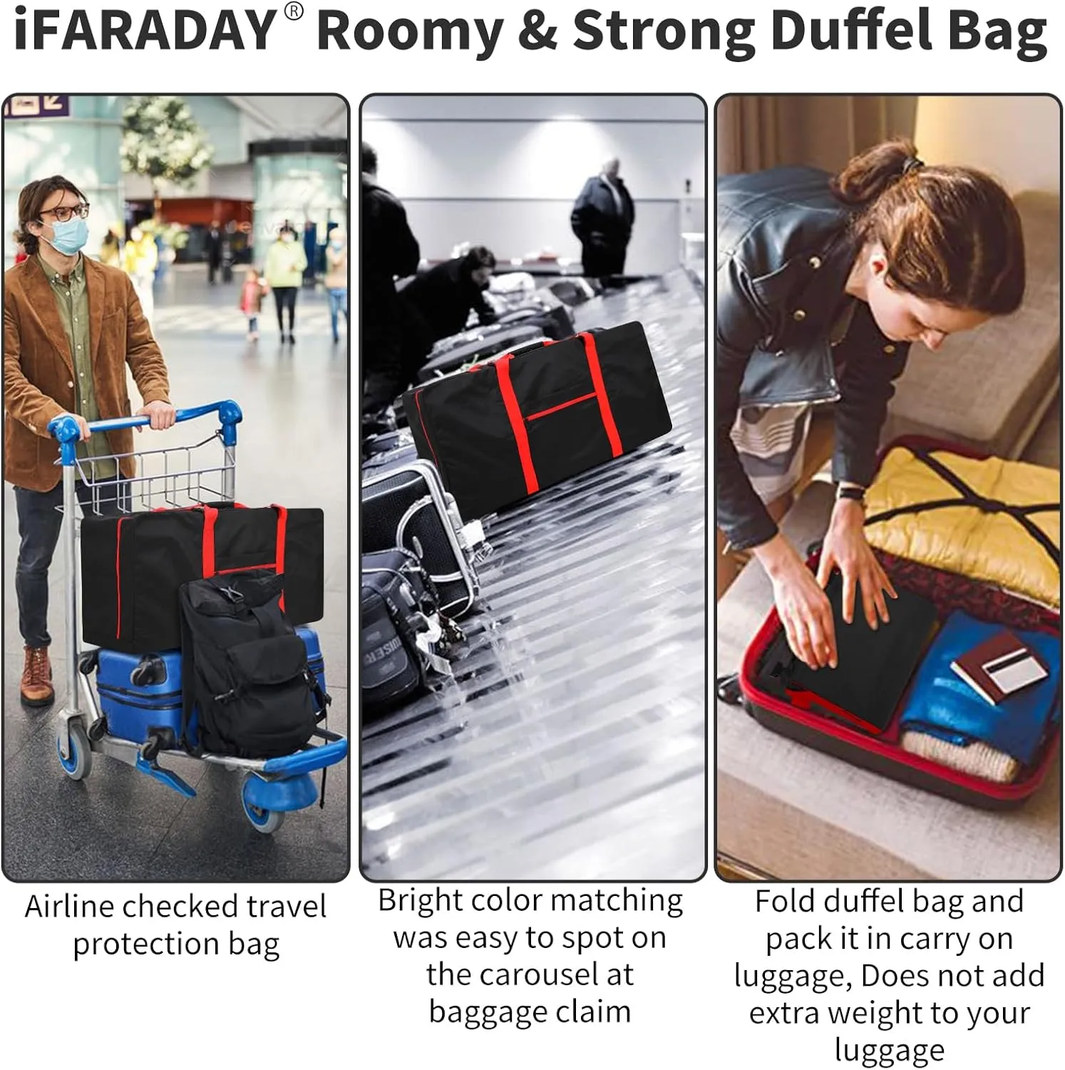 Extra Large Duffel Bag 110L Travel Duffel Bag lightweight Luggage Bag for Outdoor, Travel, Sport-Black