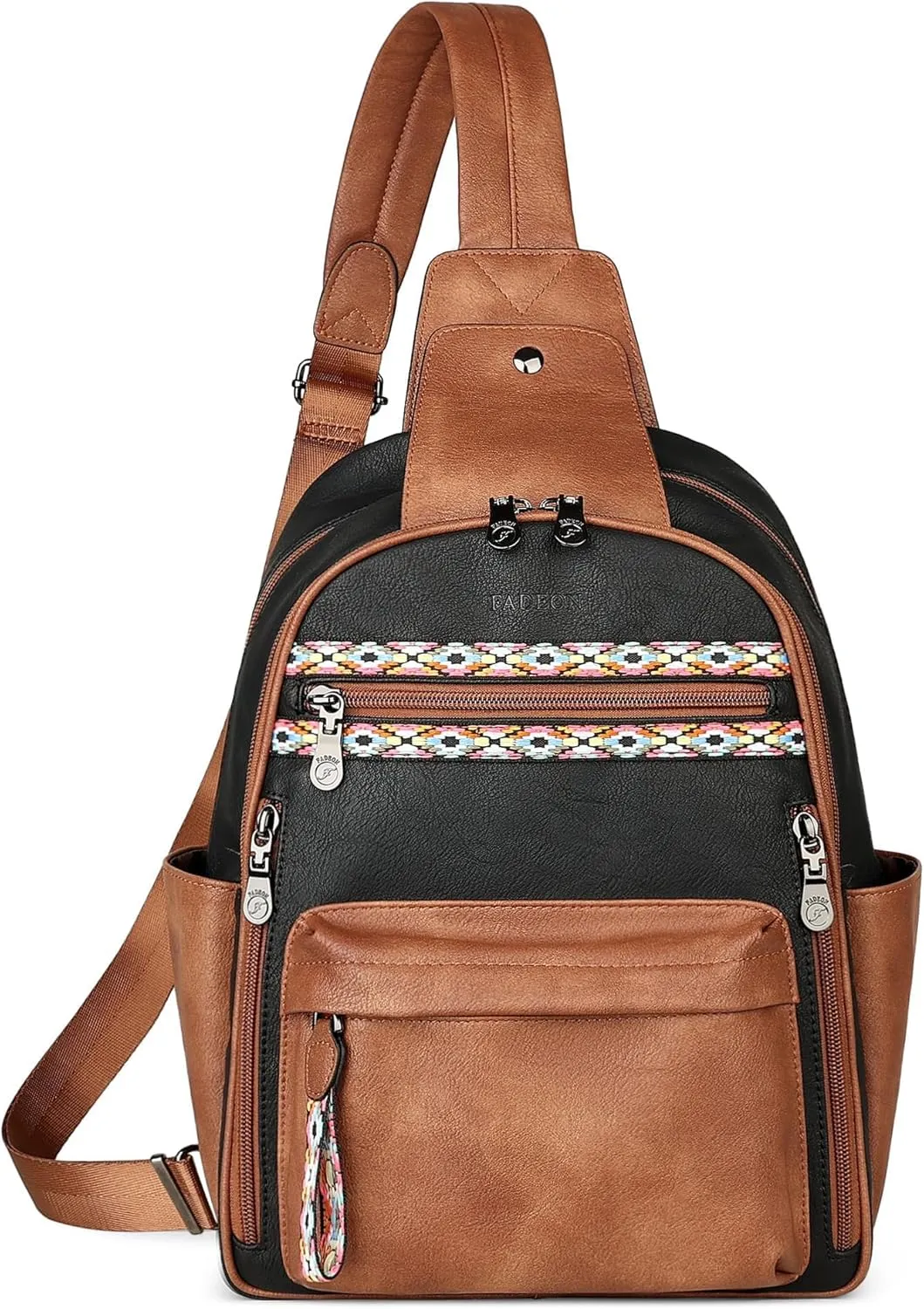 FADEON Sling Bag for Women Large Crossbody Purse Sling Backpack PU Leather Designer Anti Theft Sling Bags 4 RFID Card Slot