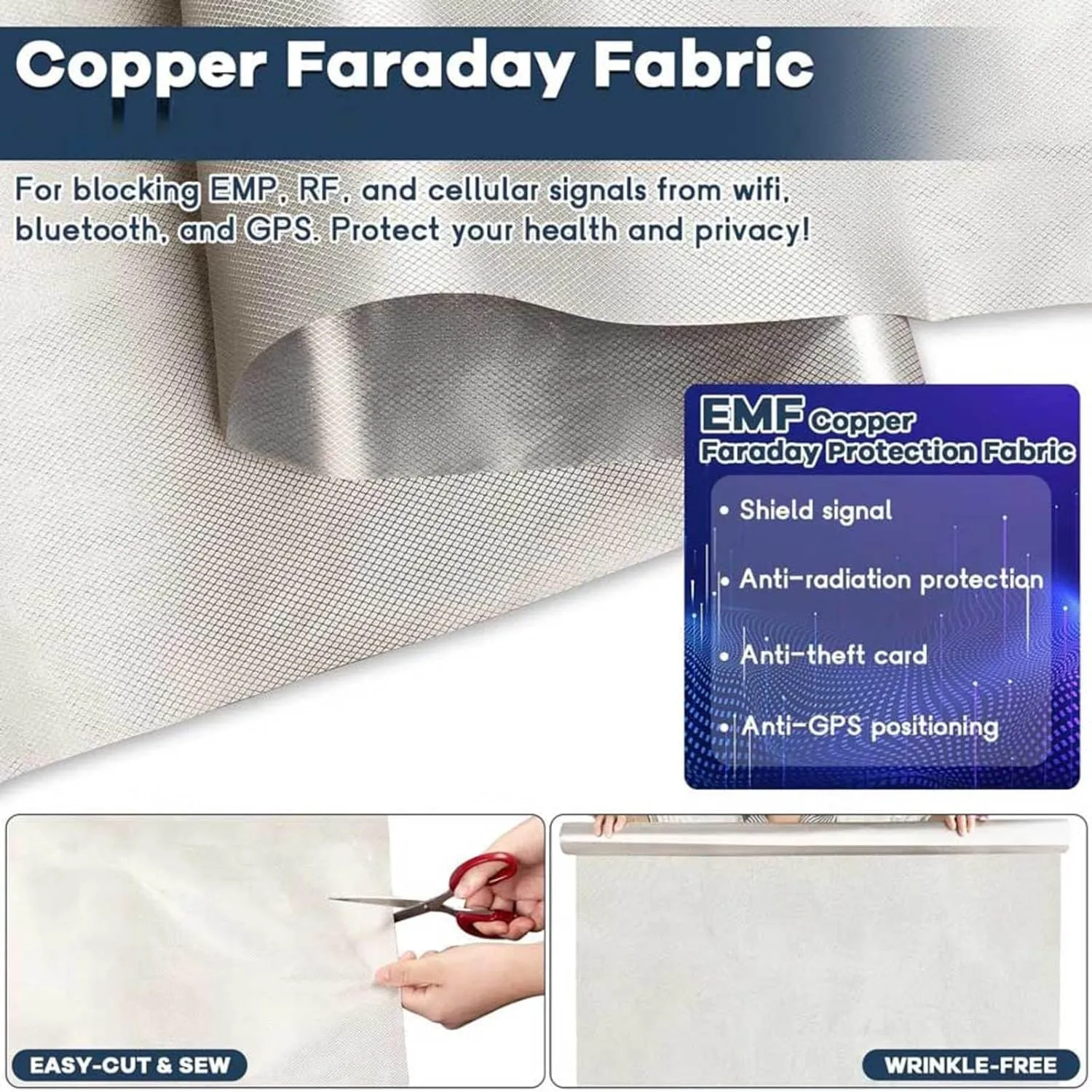 Faraday Fabric Radiation Protection Emf Blockers Faraday Bags DIY Cloth Fabric Anti Radiation Static EMF EMI EMP WiFi Electromagnetic Blocking Fabric,gold-6x1.1m