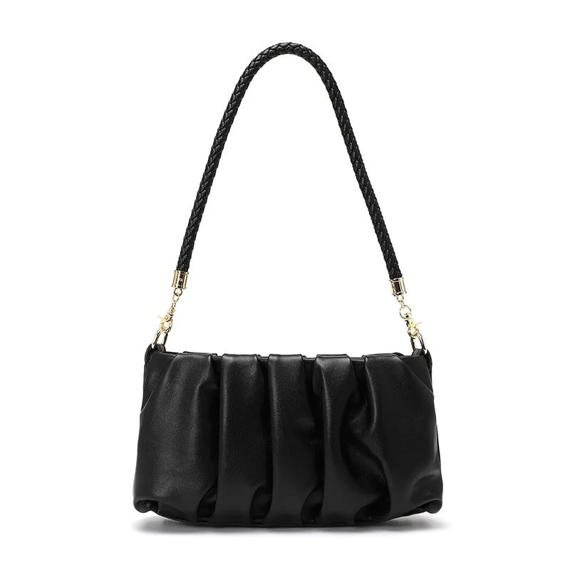 Fashion Design Crossbody Woman's Shoulder Bags Folded Cloud Portable Simple Style Solid Bag Female High Quality Leather Handbag