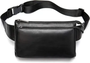 Fashion Fanny Packs for Women Luxury Lambskin Leather Waist Bag Ladies Evening Belt Purse Hip bags Hands-Free Bumbag Black