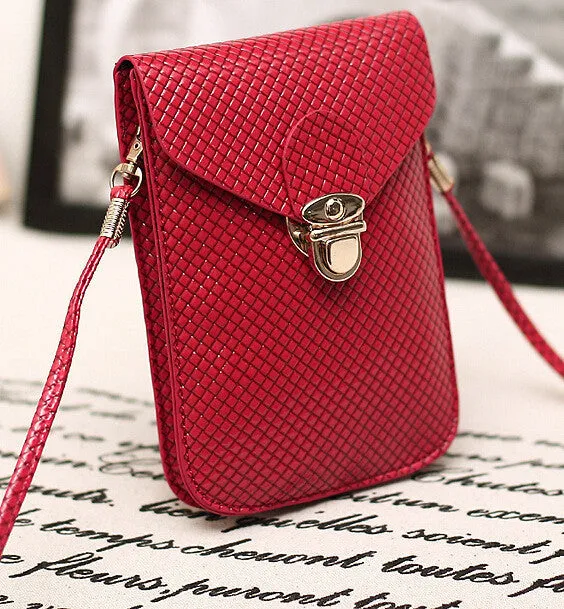 Fashion Rose Women Mini Small Cross Body Bags Cell Phone Bag Bolsas de Marca PU Leather Plaid Purse Messenger Bag Shoulder Bag