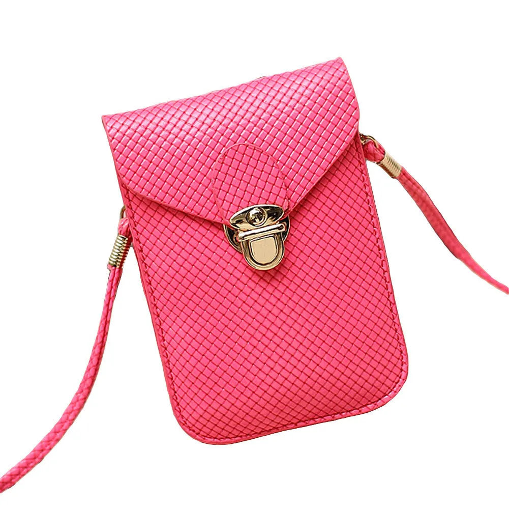 Fashion Rose Women Mini Small Cross Body Bags Cell Phone Bag Bolsas de Marca PU Leather Plaid Purse Messenger Bag Shoulder Bag