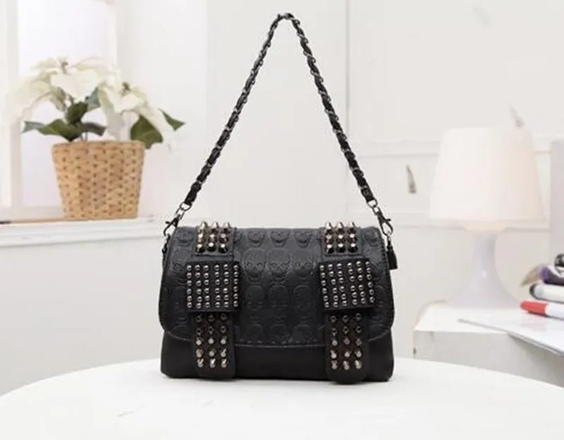 Fashion Women Black Leather Messenger Bags