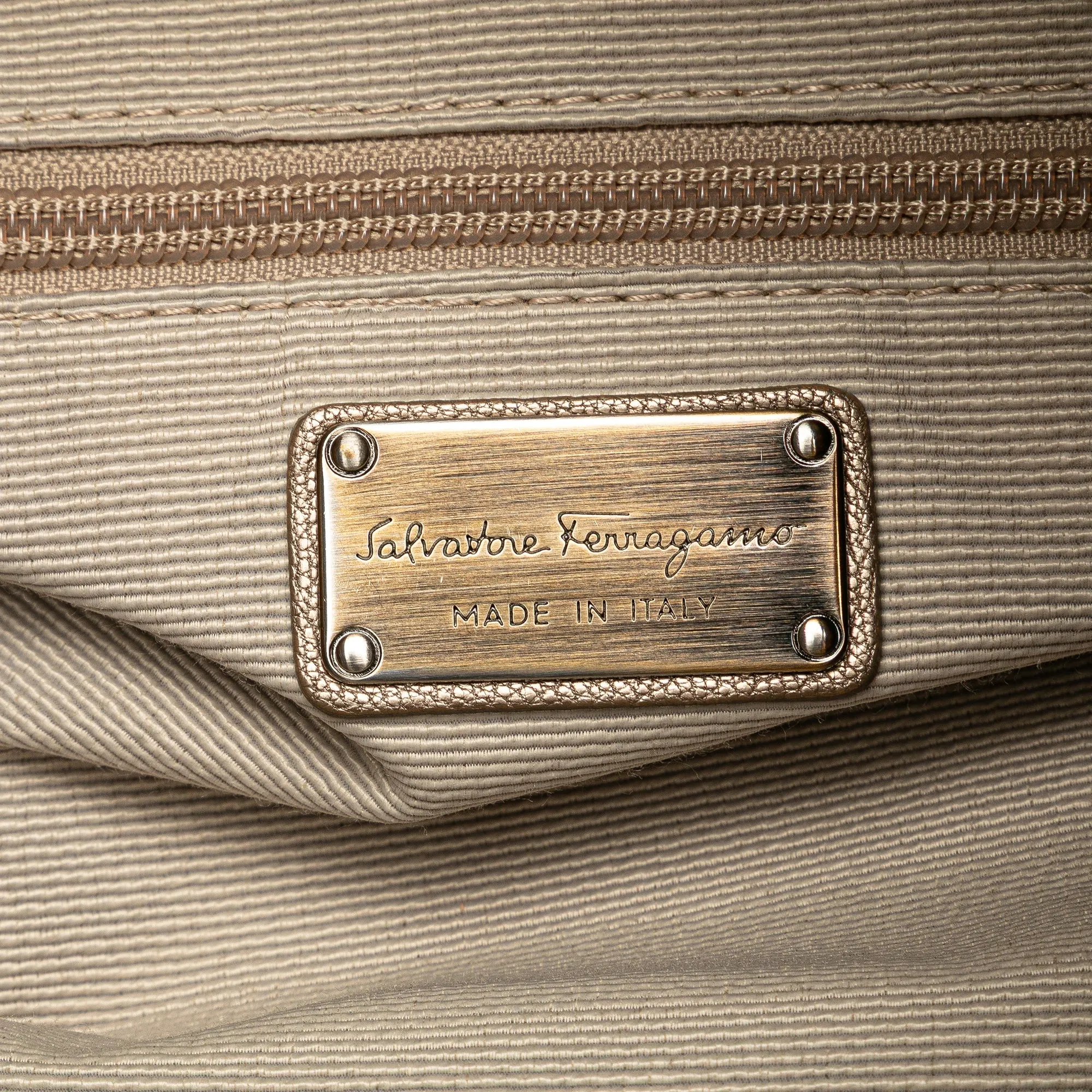Ferragamo Metallic Leather Bow Hobo