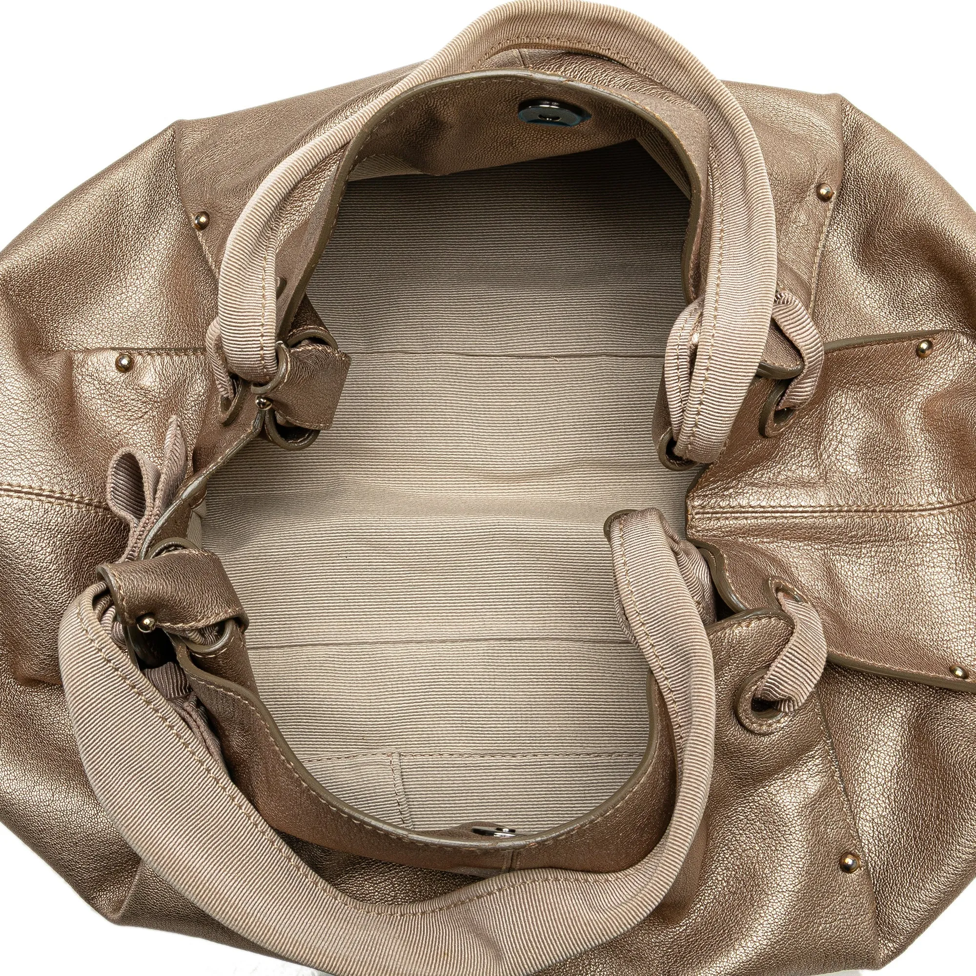 Ferragamo Metallic Leather Bow Hobo