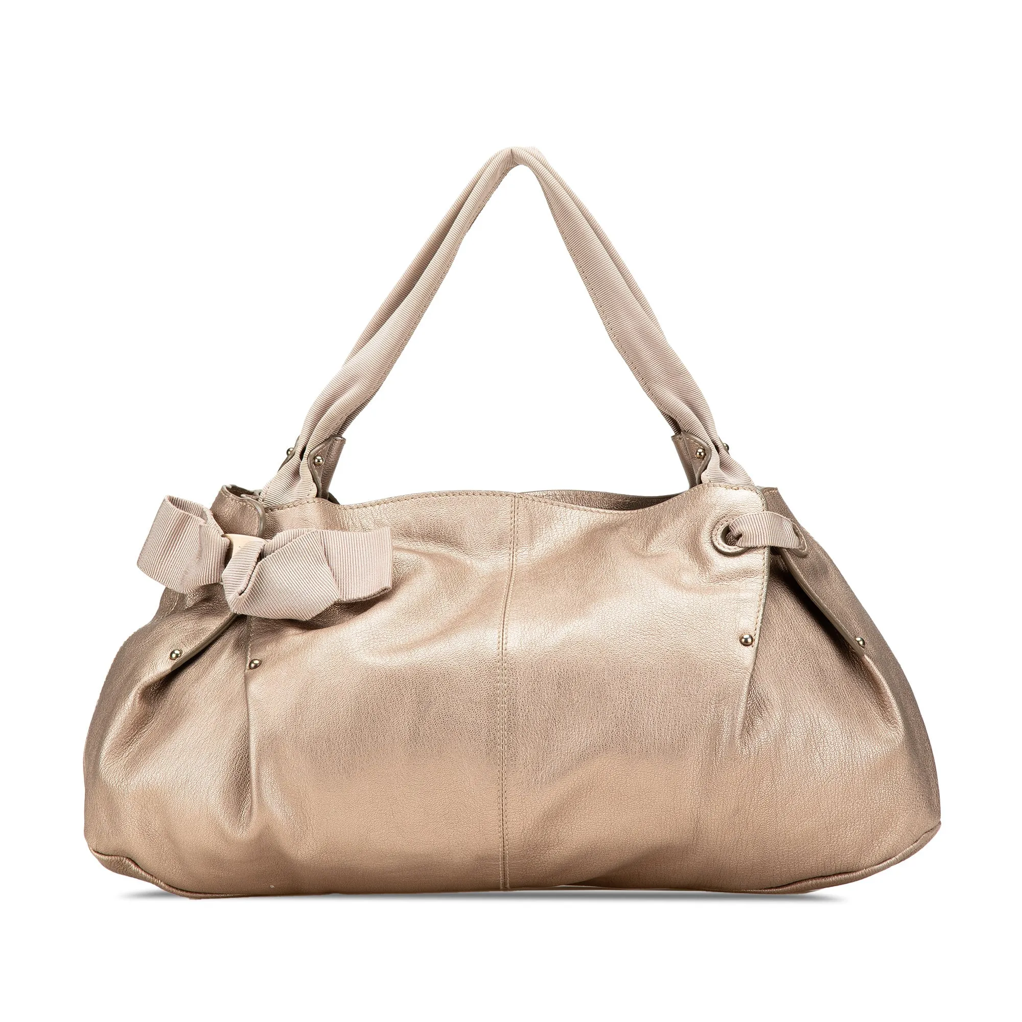 Ferragamo Metallic Leather Bow Hobo
