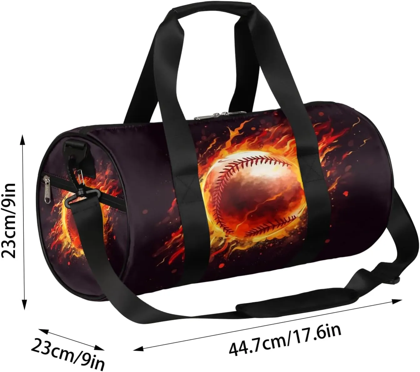 Fire Baseball Travel Duffle Bag Gym Bag for Women Men Lightweight Carry on Duffel Bag for Sports Gyms Weekend Getaway