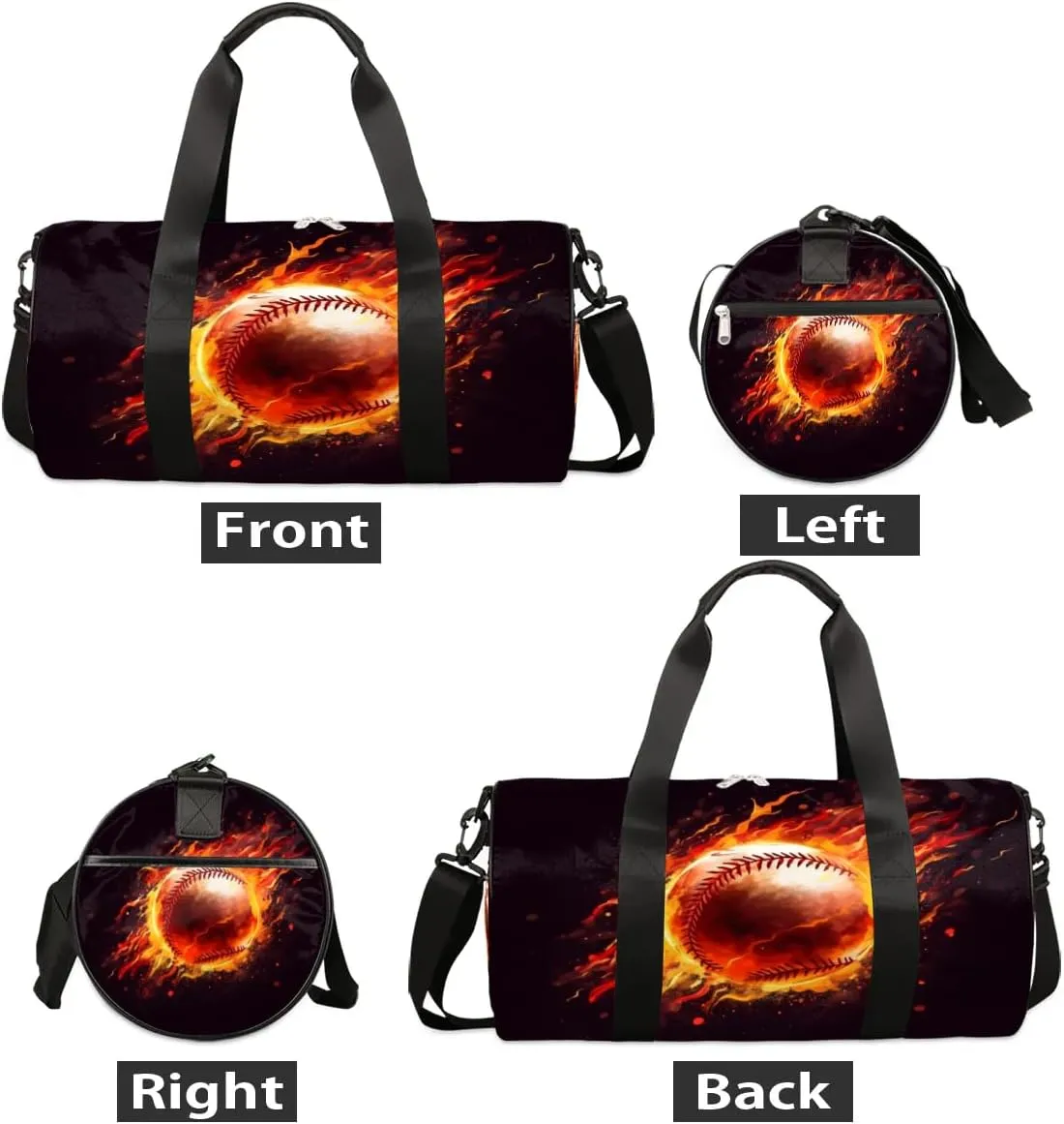 Fire Baseball Travel Duffle Bag Gym Bag for Women Men Lightweight Carry on Duffel Bag for Sports Gyms Weekend Getaway