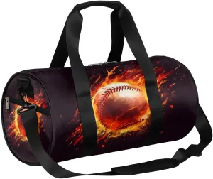 Fire Baseball Travel Duffle Bag Gym Bag for Women Men Lightweight Carry on Duffel Bag for Sports Gyms Weekend Getaway