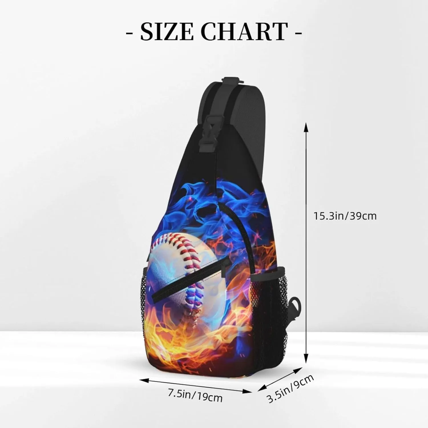 Flames Baseball Chest Bags Crossbody Sling Bag Shoulder Bag Travel Hiking Daypack For Men Women
