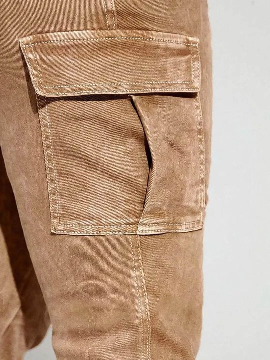 Flamingals Cargo Jeans for Women Drawstring Flap Pocket Low Waist