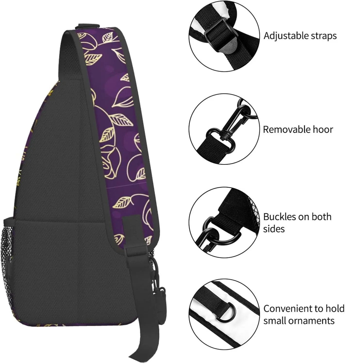 Flowers Chest Bags Crossbody Sling Bag Shoulder Bag Travel Hiking Daypack For Men Women