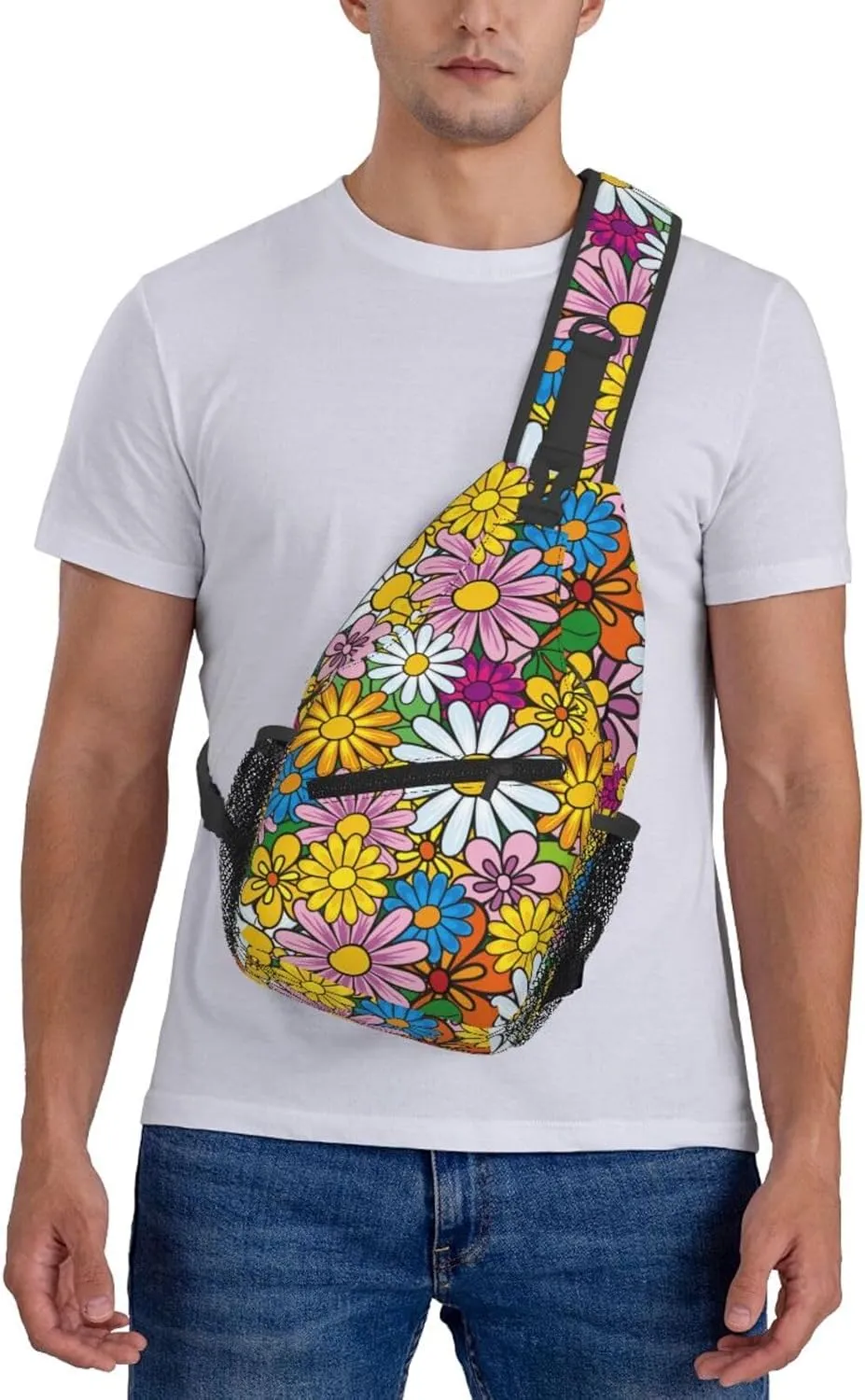Flowers Chest Bags Crossbody Sling Bag Shoulder Bag Travel Hiking Daypack For Men Women
