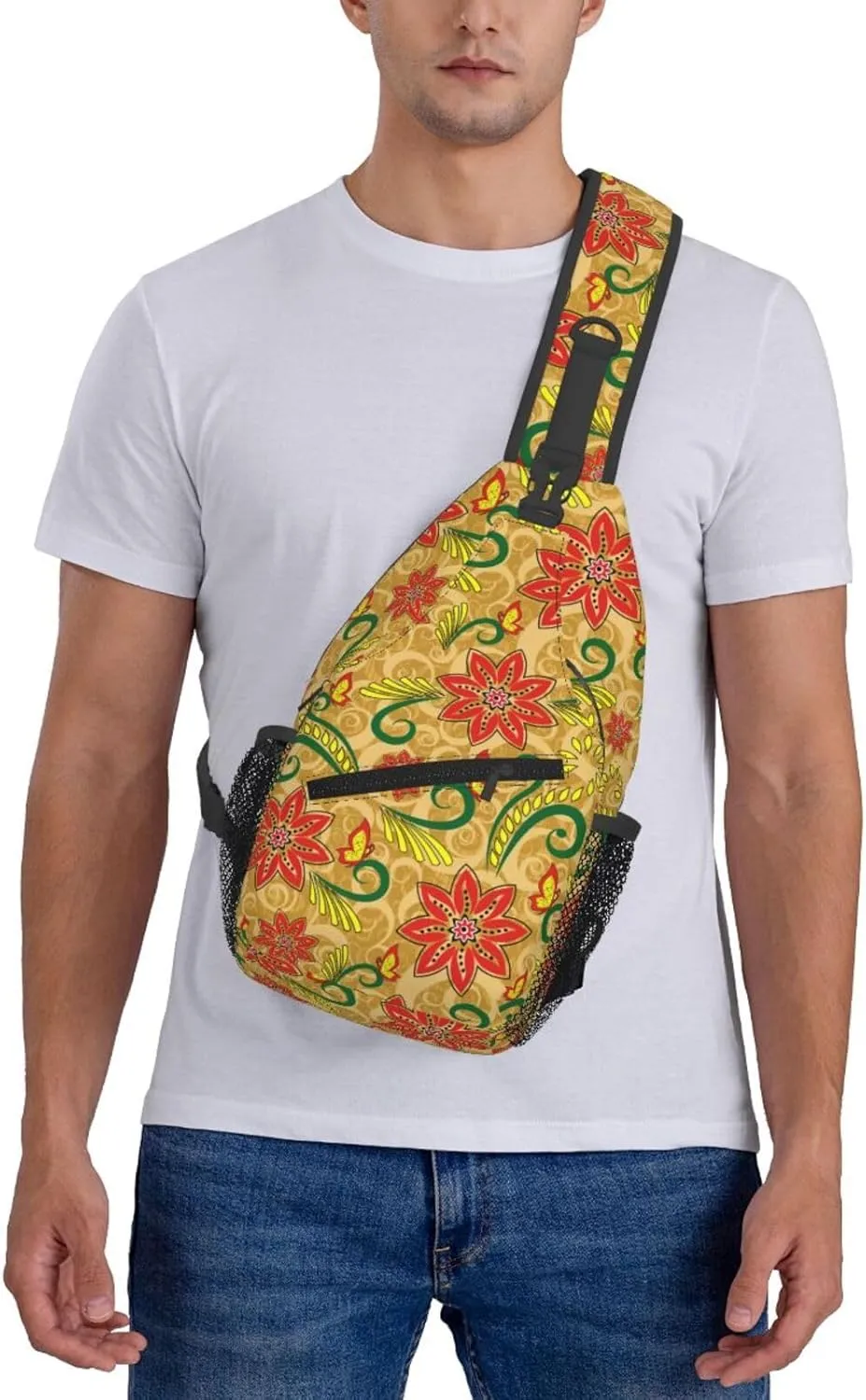 Flowers Chest Bags Crossbody Sling Bag Shoulder Bag Travel Hiking Daypack For Men Women