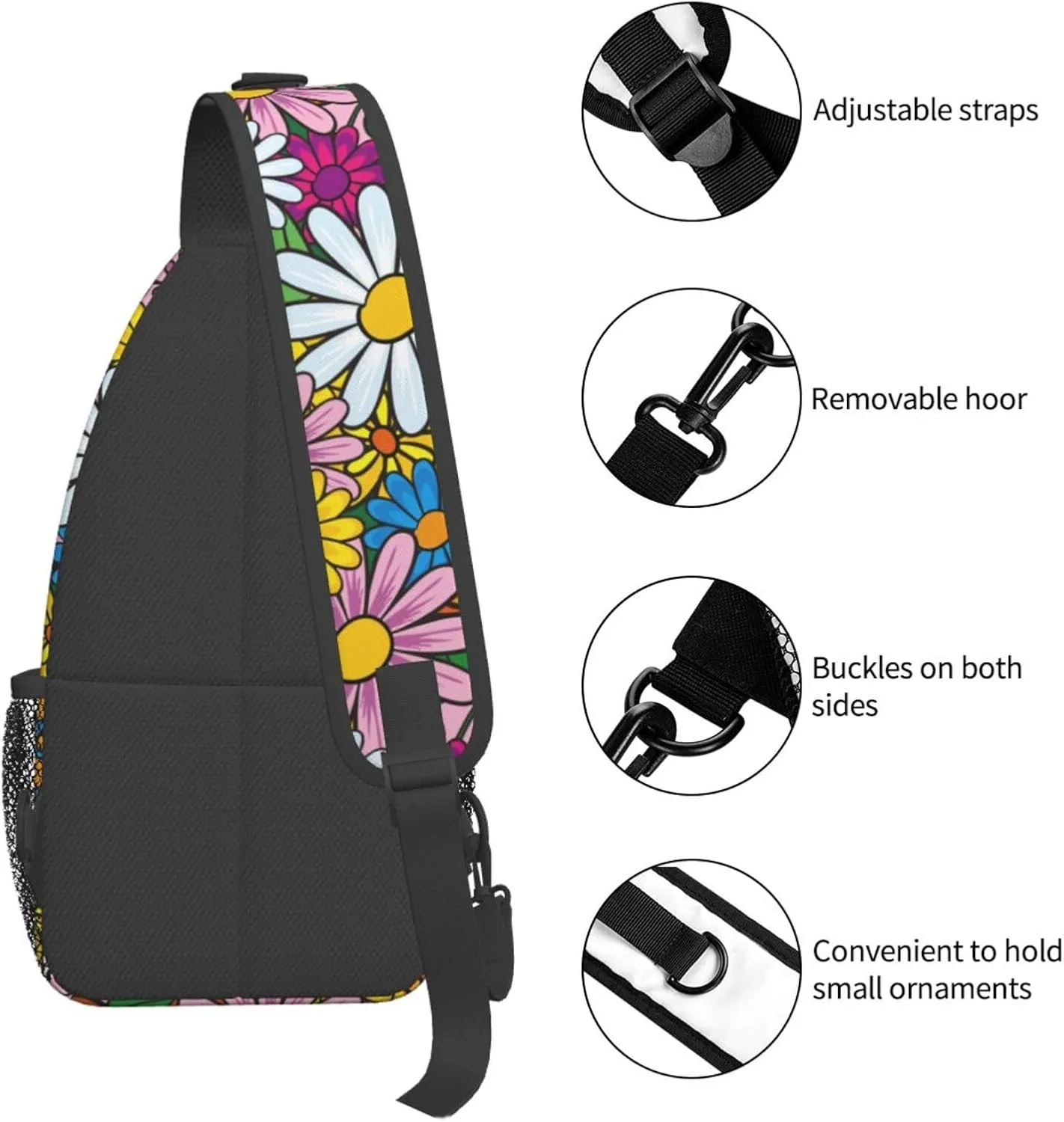 Flowers Chest Bags Crossbody Sling Bag Shoulder Bag Travel Hiking Daypack For Men Women