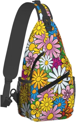 Flowers Chest Bags Crossbody Sling Bag Shoulder Bag Travel Hiking Daypack For Men Women