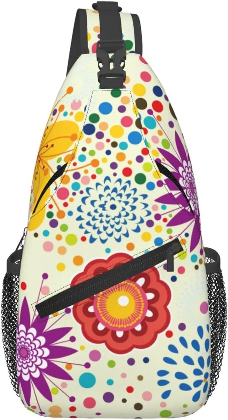 Flowers Chest Bags Crossbody Sling Bag Shoulder Bag Travel Hiking Daypack For Men Women