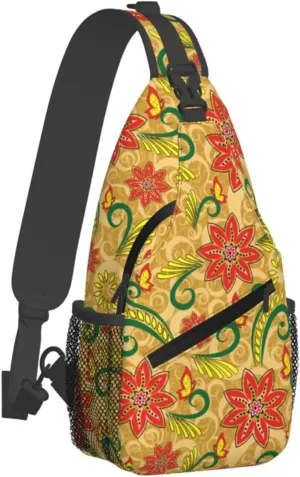 Flowers Chest Bags Crossbody Sling Bag Shoulder Bag Travel Hiking Daypack For Men Women