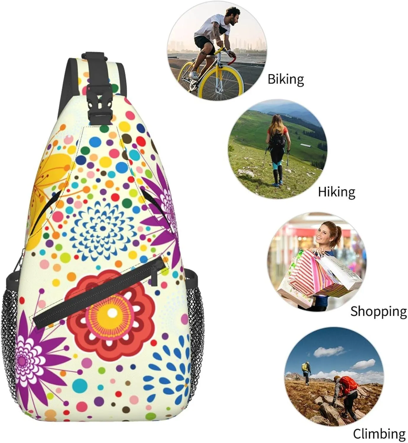 Flowers Chest Bags Crossbody Sling Bag Shoulder Bag Travel Hiking Daypack For Men Women
