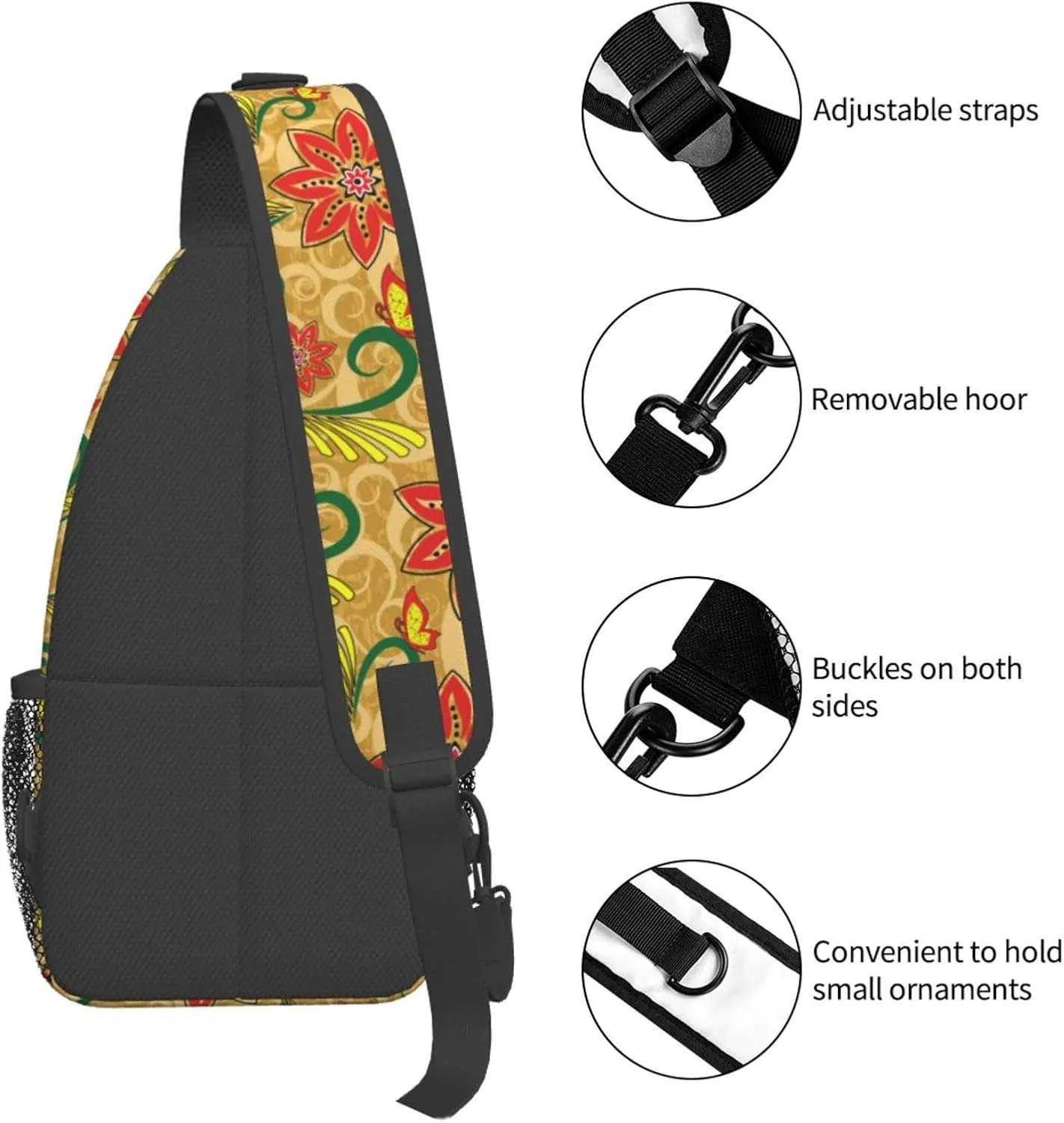 Flowers Chest Bags Crossbody Sling Bag Shoulder Bag Travel Hiking Daypack For Men Women