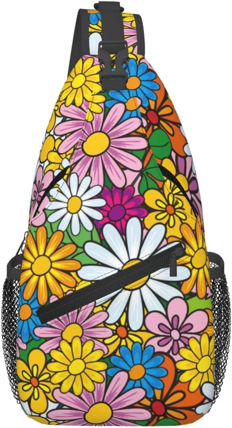 Flowers Chest Bags Crossbody Sling Bag Shoulder Bag Travel Hiking Daypack For Men Women