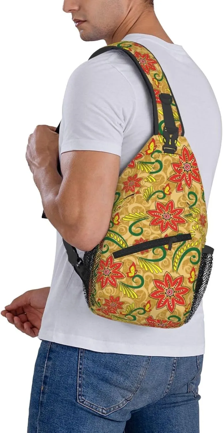 Flowers Chest Bags Crossbody Sling Bag Shoulder Bag Travel Hiking Daypack For Men Women