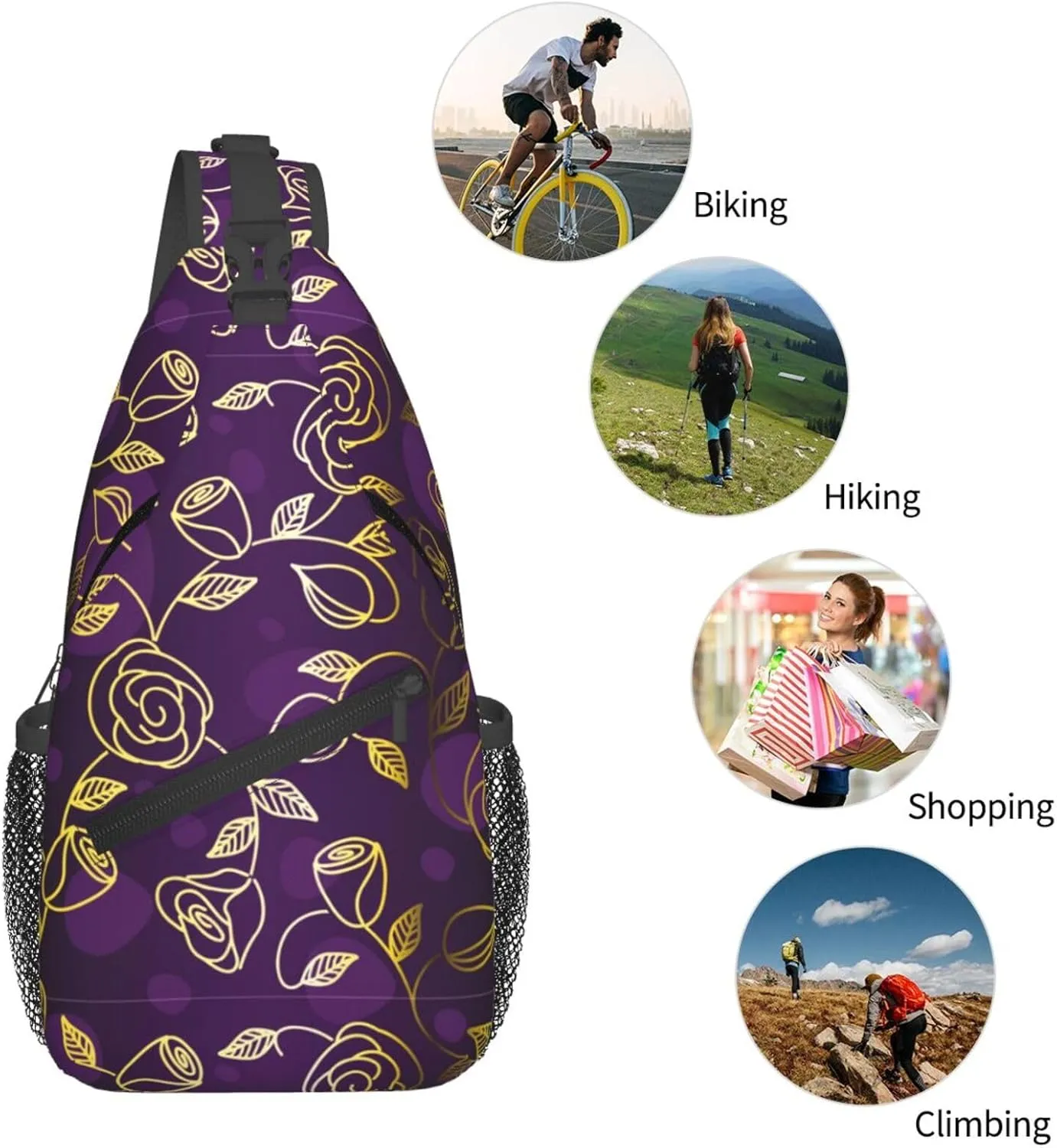 Flowers Chest Bags Crossbody Sling Bag Shoulder Bag Travel Hiking Daypack For Men Women