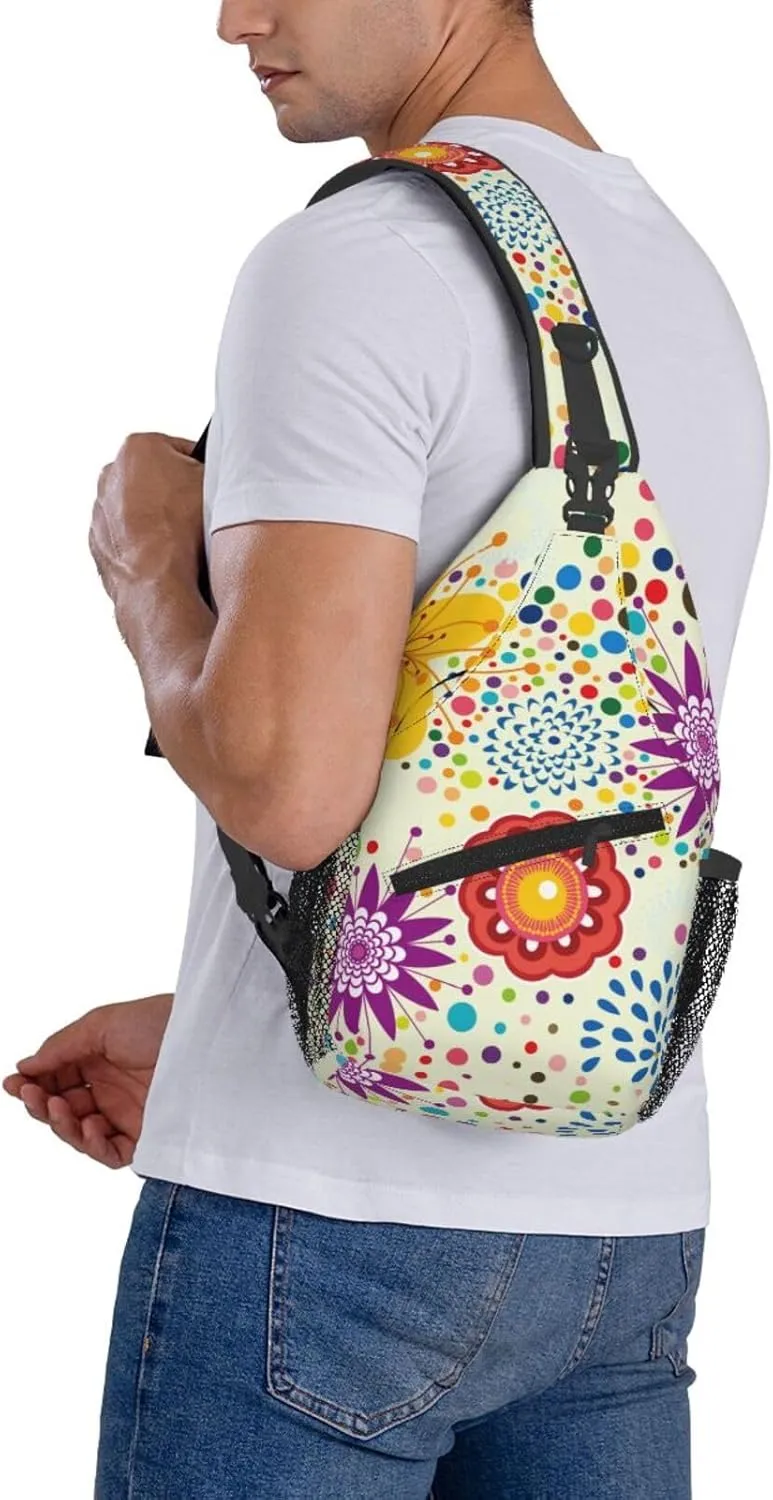 Flowers Chest Bags Crossbody Sling Bag Shoulder Bag Travel Hiking Daypack For Men Women