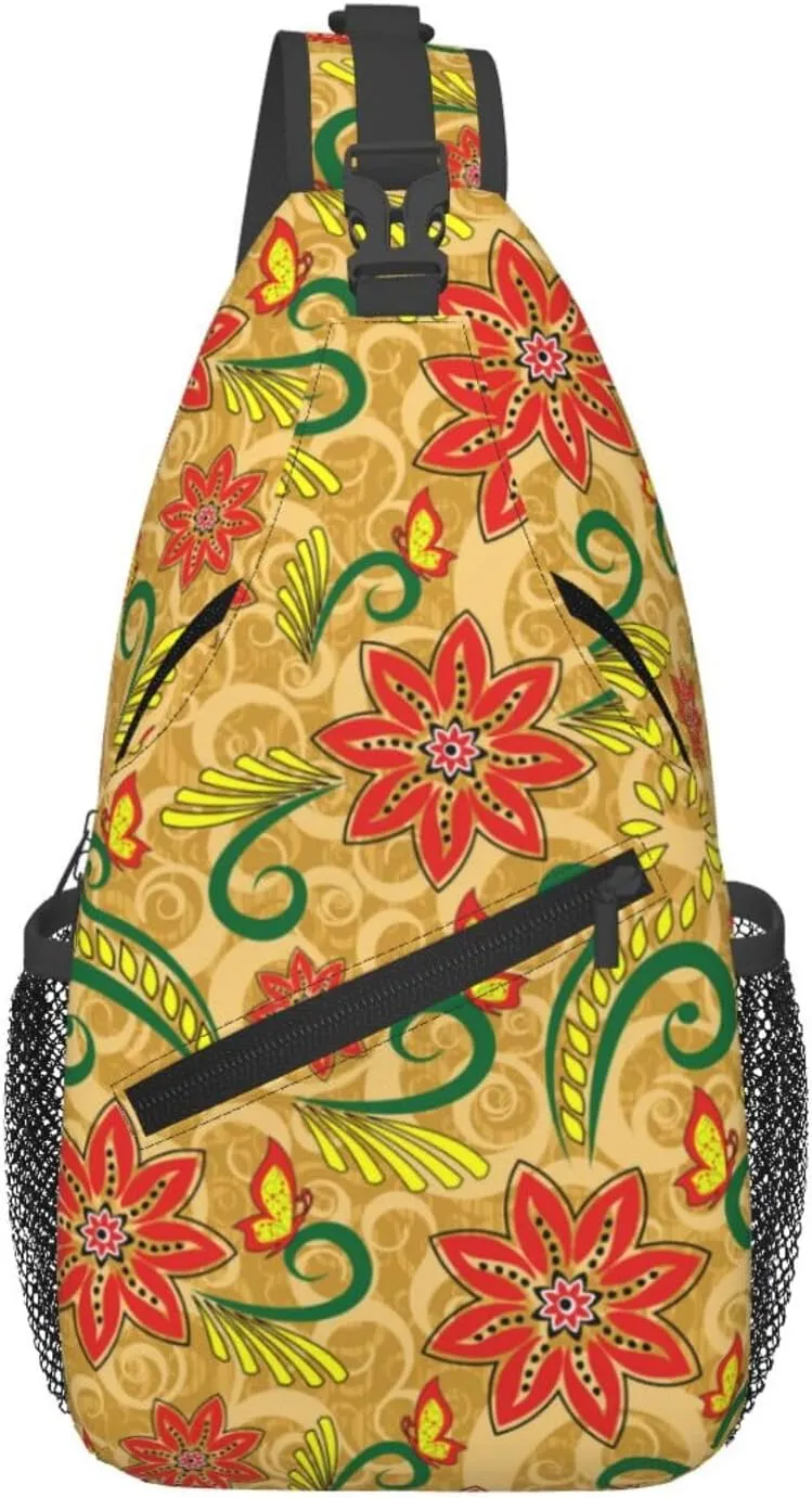 Flowers Chest Bags Crossbody Sling Bag Shoulder Bag Travel Hiking Daypack For Men Women