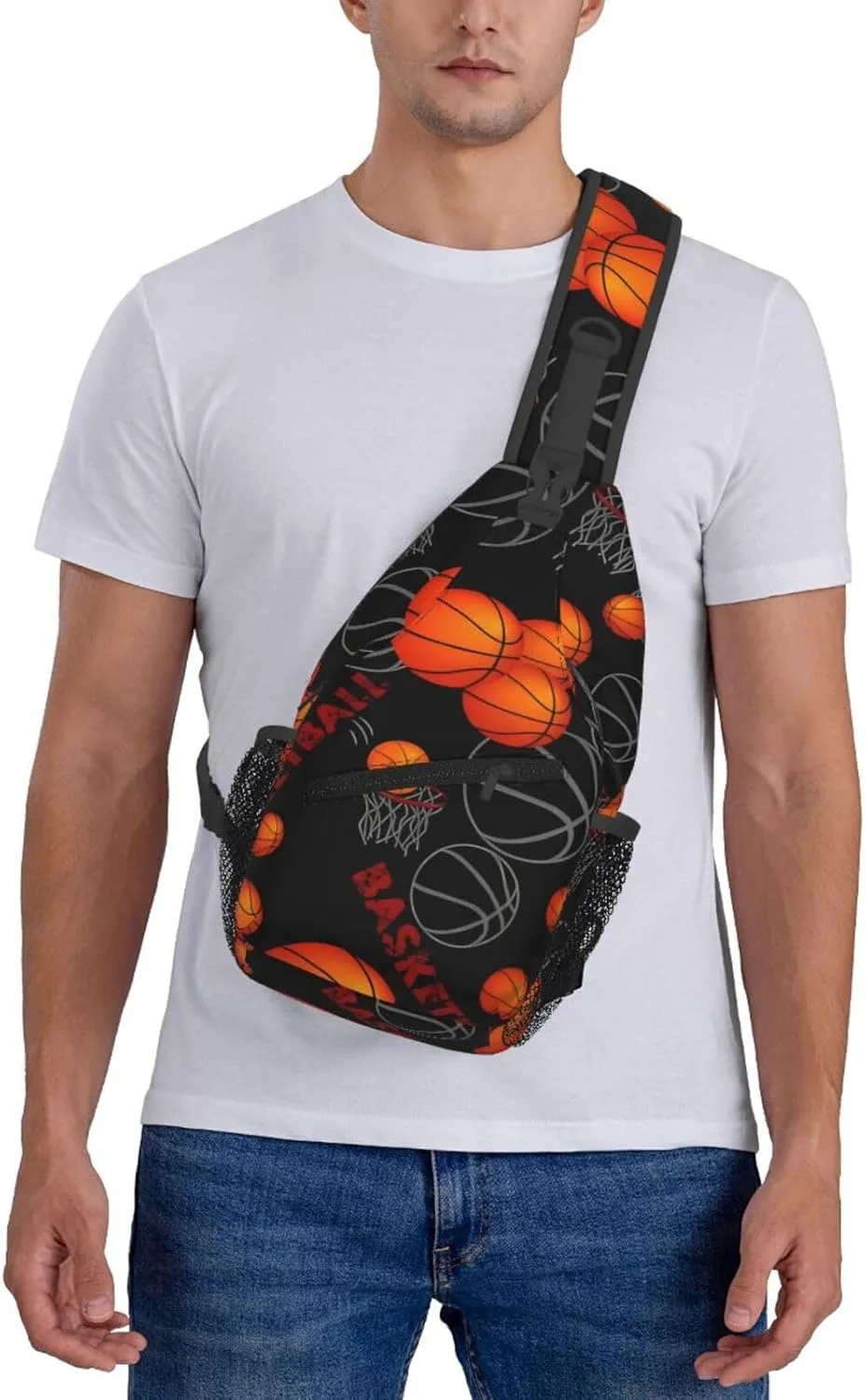 Fun Basketball Chest Bags Crossbody Sling Bag Shoulder Bag Travel Hiking Daypack For Men Women