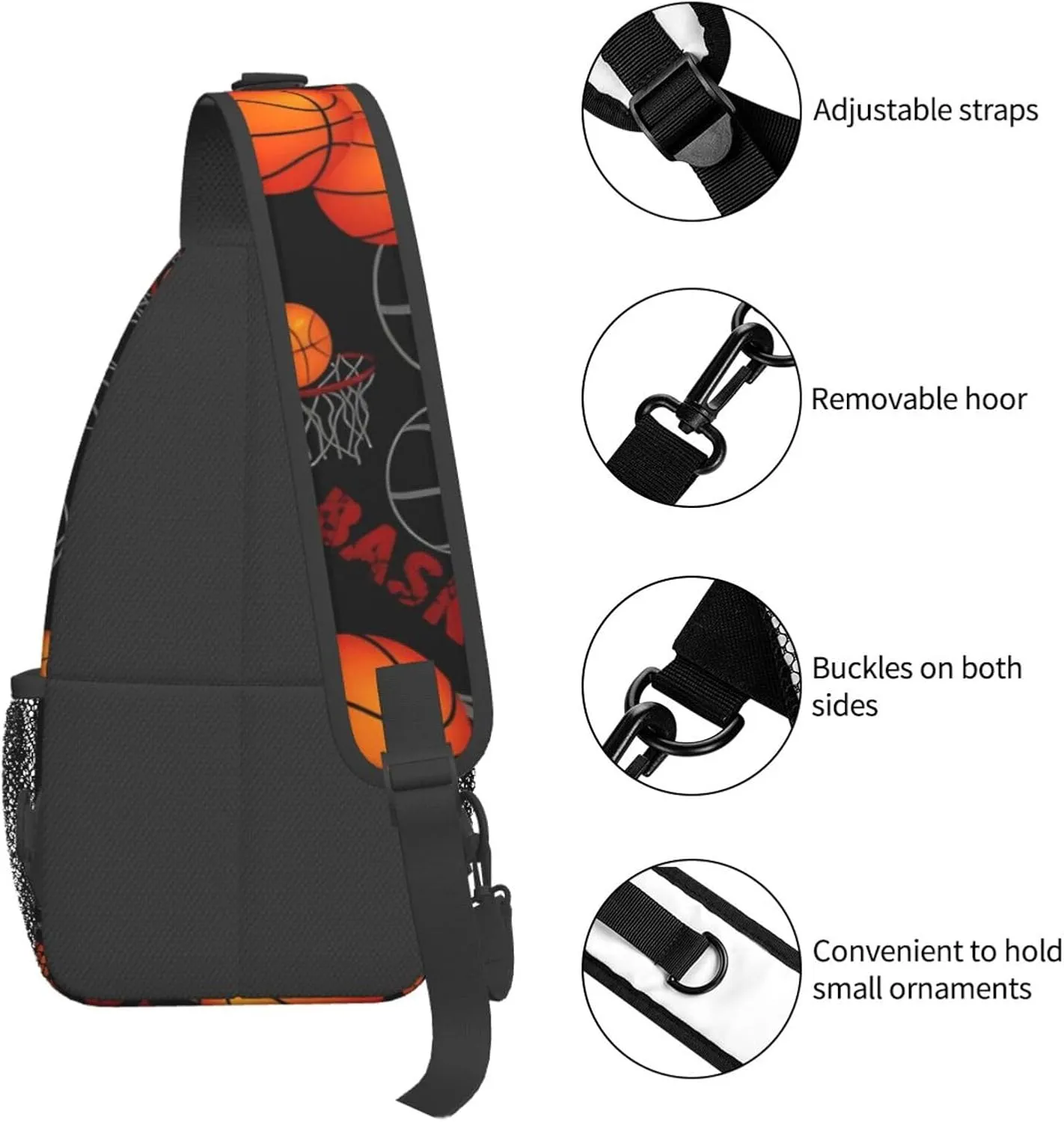Fun Basketball Chest Bags Crossbody Sling Bag Shoulder Bag Travel Hiking Daypack For Men Women