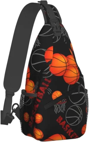 Fun Basketball Chest Bags Crossbody Sling Bag Shoulder Bag Travel Hiking Daypack For Men Women