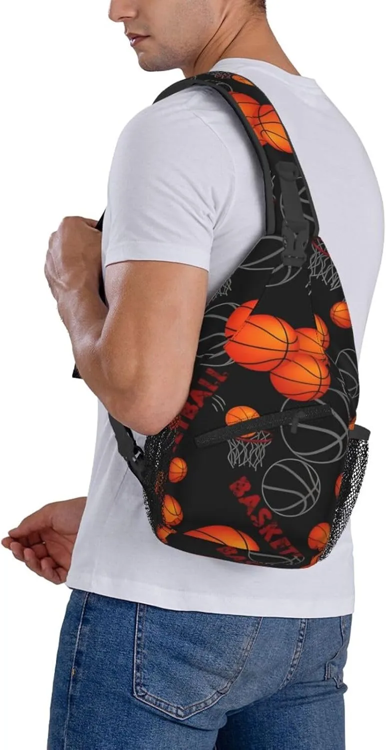 Fun Basketball Chest Bags Crossbody Sling Bag Shoulder Bag Travel Hiking Daypack For Men Women