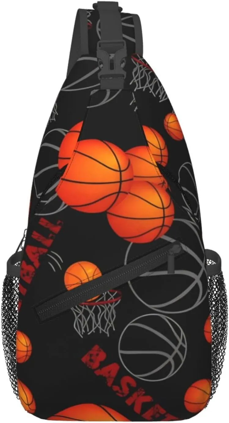 Fun Basketball Chest Bags Crossbody Sling Bag Shoulder Bag Travel Hiking Daypack For Men Women