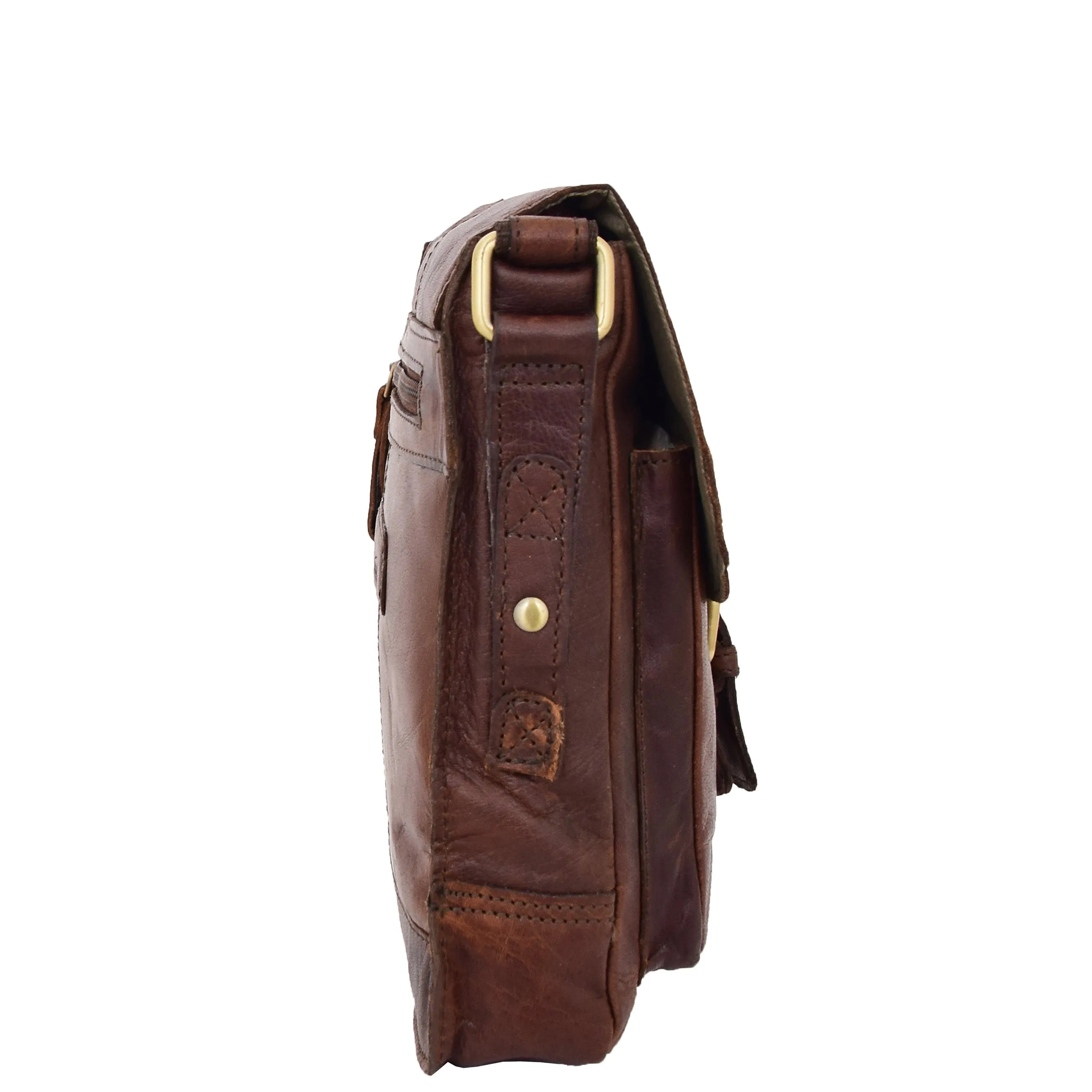 Genuine Brown Leather Bag Cross Body Vintage Flight Bag Tommy