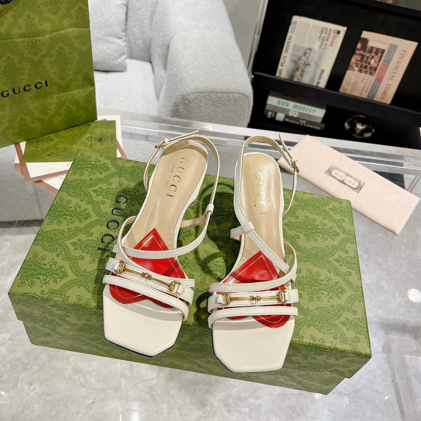 GG HEEL CLASSIC Instant help STRAPPY SANDAL Gucci Clearance sale CALFSKIN WHITE